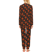 5555 Orange Women's All Over Print Pajama Set with Trouser Opening