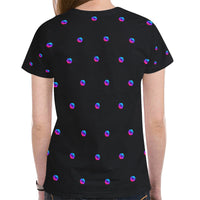 Pulse Small Black Women's All Over Print Mesh Cloth T-shirt