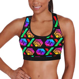 HPXdotCOM Black Women's All Over Print Sports Bra