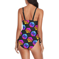 Hex Pulse Combo Black Drawstring Side One-Piece Swimsuit
