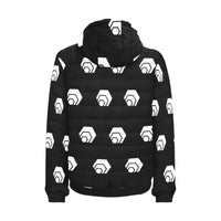 Hex White Black Men's Hooded Bomber Jacket