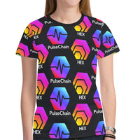 Hex Pulse TEXT Black Women's All Over Print Mesh Cloth T-shirt