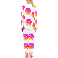 Hex Tapered Women's All Over Print Pajama Set with Trouser Opening