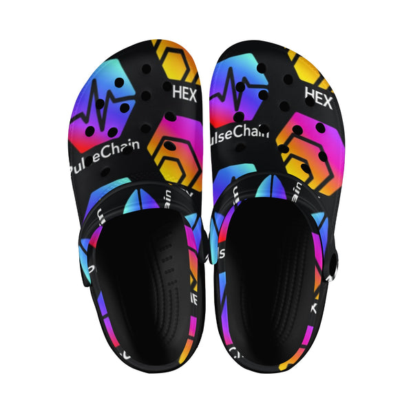 Hex Pulse TEXT Black Custom Print Adults Clogs