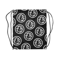 Litecoins Black Drawstring Bag (Large)