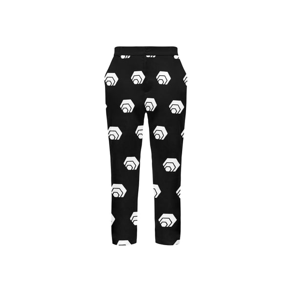 Hex White Black Men's All Over Print Casual Trousers