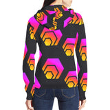 Hex Black Tapered Women's All Over Print Full Zip Hoodie