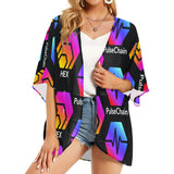 Hex Pulse TEXT Black Women's Kimono Chiffon Cover Up