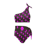 5555 Pink Women's One Shoulder Bikini Set