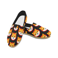 Shiba Inu Black Casual Canvas Women's Shoes