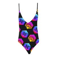 Hex Pulse Combo Black Women's Lacing Backless One-Piece Swimsuit - Crypto Wearz