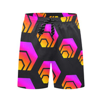 Hex Black Tapered Men's Mid-Length Beach Shorts