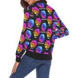 Hex Pulse TEXT Black Women's All Over Print Casual Jacket