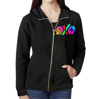 Hex PulseX Pulse Logos Black Women's All Over Print Full Zip Hoodie