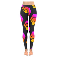 Hex Black Tapered All-Over Low Rise Leggings