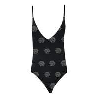 Hex Black & Grey Women's Lacing Backless One-Piece Swimsuit