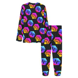 Hex Pulse Combo Black Women's All Over Print Pajama Set with Trouser Opening