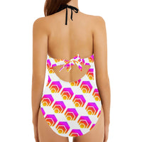Hex Backless Bow Hollow Out Swimsuit