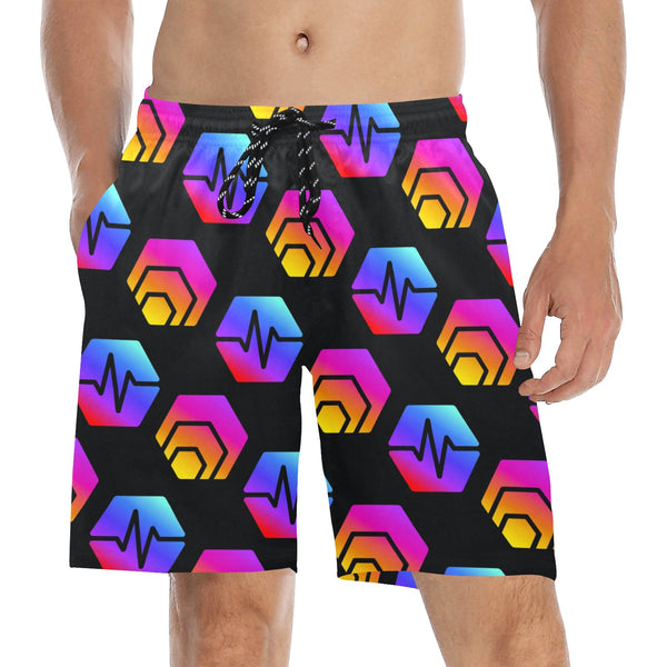 Hex Pulse Combo Black Men's Mid-Length Beach Shorts