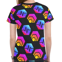 Hex Pulse Combo Black Women's All Over Print Mesh Cloth T-shirt