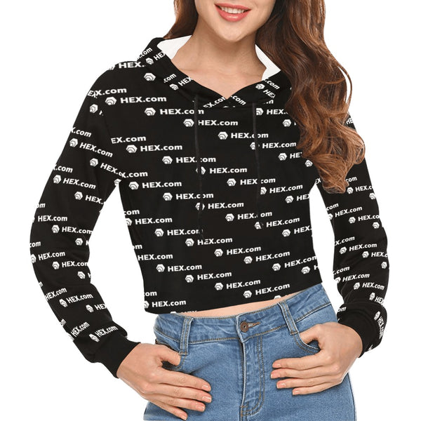 HEXdotcom Combo White Women's All Over Print Cropped Hoodie