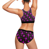 5555 Pink Women's Sports Bra Yoga Set