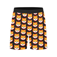 Shiba Inu Black Men's Mid-Length Pajama Shorts