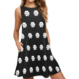 Hex White Black Sleeveless Tank Dress with Pockets