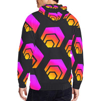 Hex Black Tapered Men's All Over Print Full Zip Hoodie