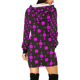 5555 Pink Women's All Over Print Hoodie Mini Dress