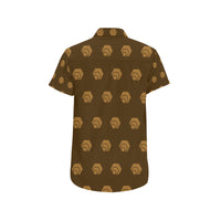 Hex Brown & Tan Men's All Over Print Button Down Short Sleeve Shirt