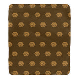 Hex Brown & Tan Pom Pom Fringe Blanket 60"x80"