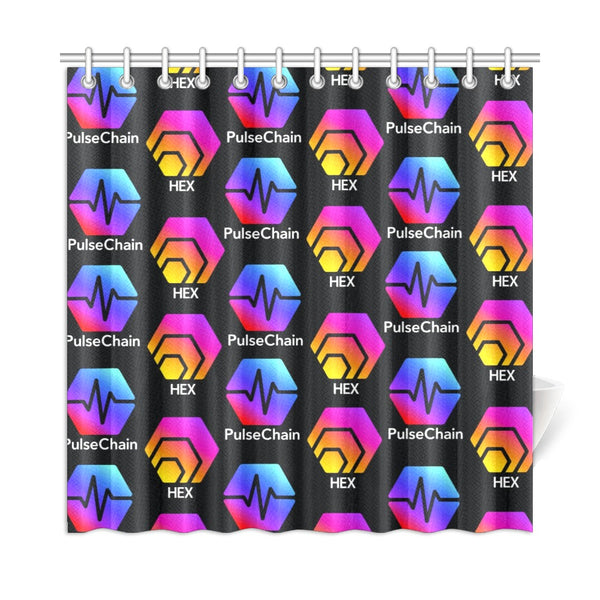 Hex Pulse TEXT Black Special Edition Shower Curtain 72"x72" - Crypto Wearz