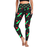 PulseX Black All Over Print High Waist Leggings with Pockets