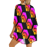 Hex Black Women's Kimono Chiffon Cover Up