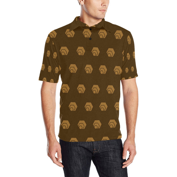 Hex Brown & Tan Men's All Over Print Polo Shirt