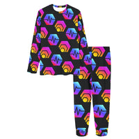 Hex Pulse Combo Black Women's All Over Print Pajama Set with Trouser Opening