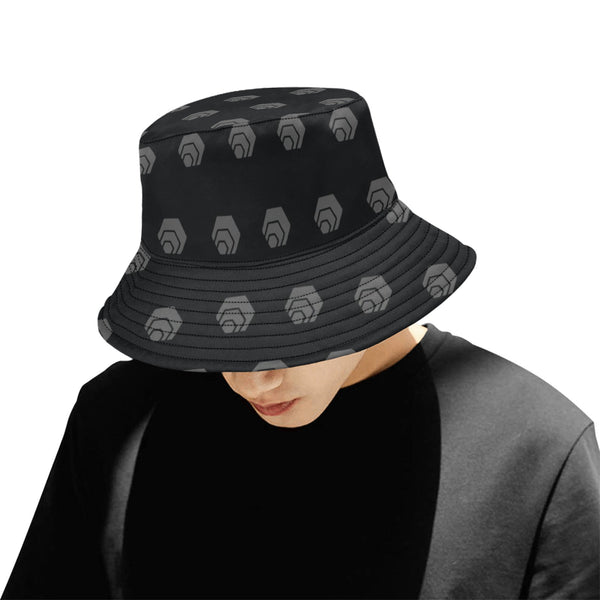 Hex Black & Grey Unisex Summer Single-Layer Bucket Hat