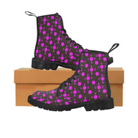 5555 Pink Women's Lace Up Canvas Boots