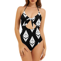 Ethereums Black Backless Bow Hollow Out Swimsuit