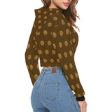 Hex Brown & Tan Women's All Over Print Cropped Hoodie