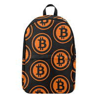 Bitcoin Black & Orange All-Over Print Unisex Casual Backpack