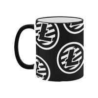 Litecoins Black Custom Ceramic Mug With Colored Rim and Handle (11oz)