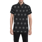 Hex Black & Grey Men's All Over Print Button Down Short Sleeve Shirt