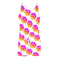 Hex All Over Print Vest Short Jumpsuit