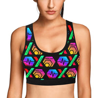 HPXdotCOM Black Women's All Over Print Sports Bra