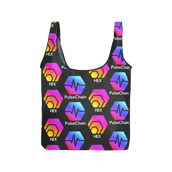 Hex Pulse TEXT Black Foldable Grocery Bag