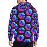 Pulse Black Men's All Over Print Full Zip Hoodie