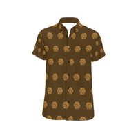 Hex Brown & Tan Men's All Over Print Button Down Short Sleeve Shirt