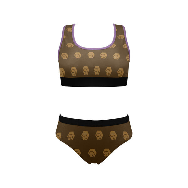 Hex Brown & Tan Women's Sports Bra Yoga Set